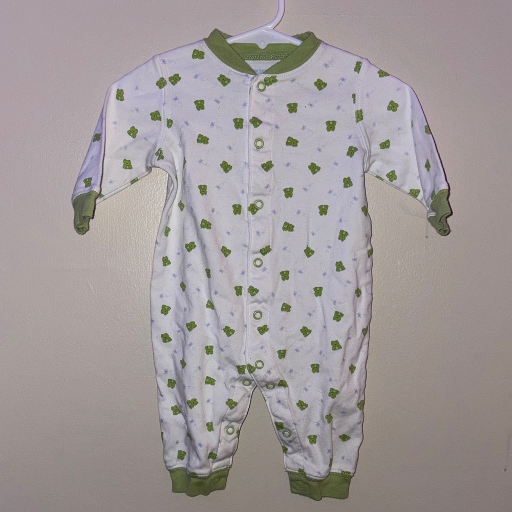 Carter's White and Green Patterned Footie